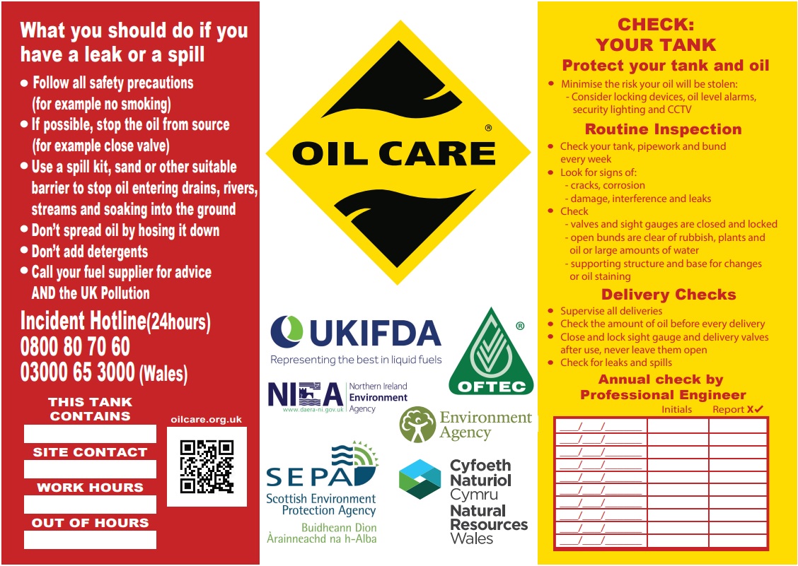 Oil Tank Safety and Information Stickers